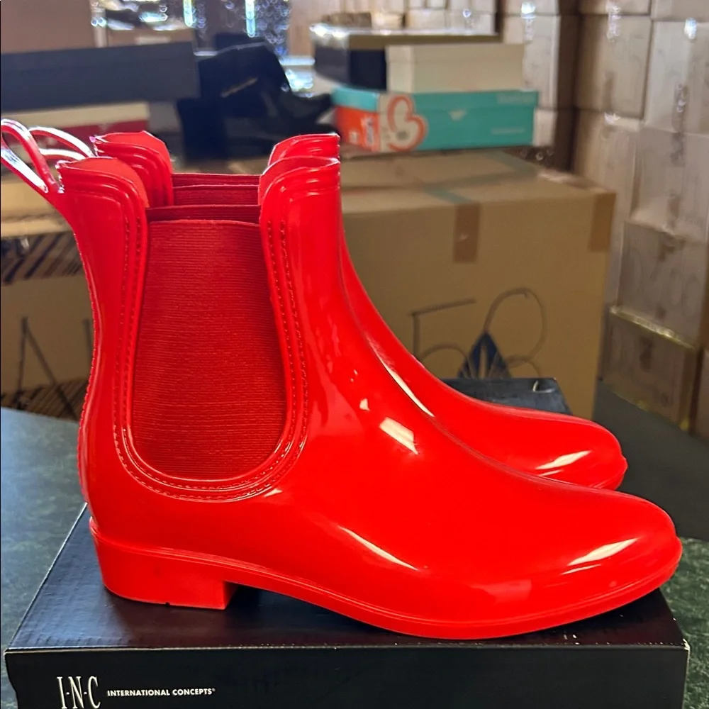 INC International Concepts Bright Red Women's Rain Boots